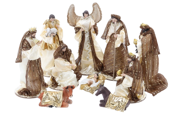 Complete Nativity scene in one set (10 pieces)