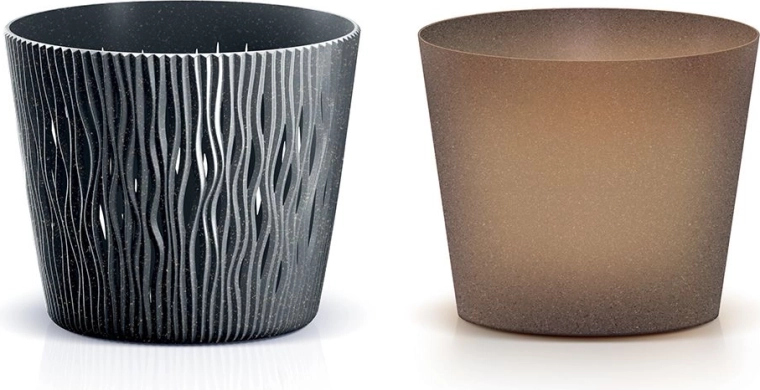 Саксия Sandy Round Eco Wood 15,8 см антрацит