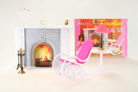 Glorie set with fireplace and furniture for dolls