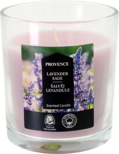 Scented candle in a glass jar Provence sage and lavender 7 × 8 cm
