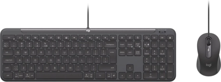 Logitech жичен комплект клавиатура и мишка за бизнес, графит (US)