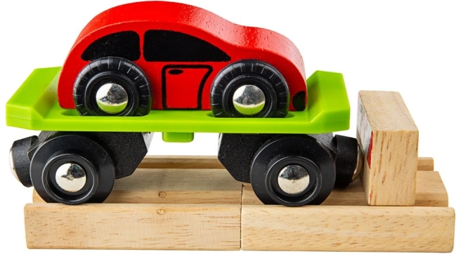 Вагон с автомобил и релси Bigjigs Rail