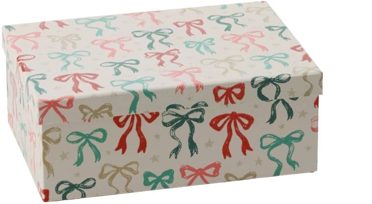 Christmas gift box with bow 25 × 18 × 9.5 cm - 1 piece