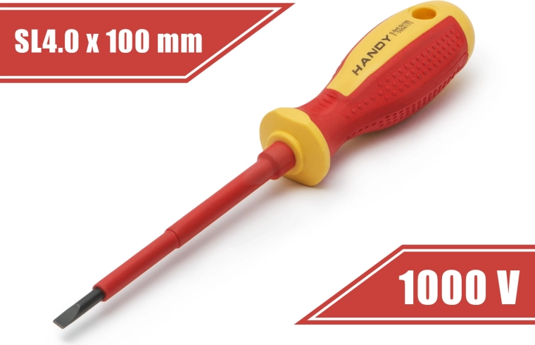 Изолиран плосък отвертка 0,8 × 4 × 100 mm за до 1000 V