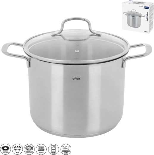 Anett glass stainless steel pot 10.7 l with glass lid