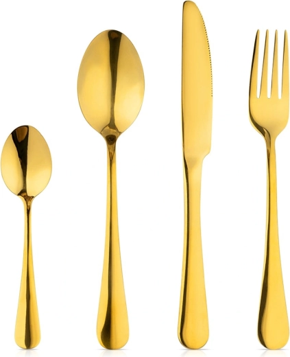 Gold Vilde stainless steel cutlery set for 4 people, 16 pieces