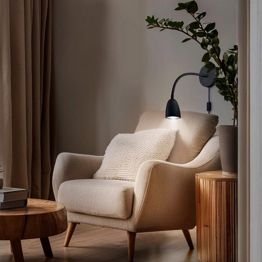 Modern black design and directional lighting