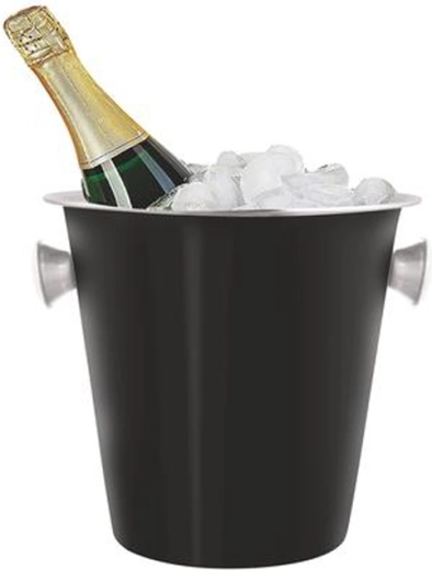 Stainless steel champagne cooler, 22 cm diameter, black