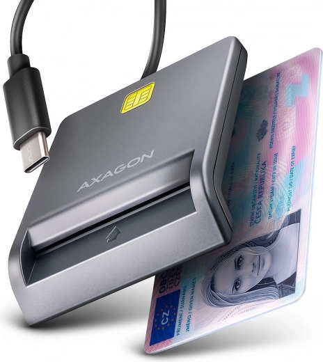 AXAGON USB‑C chip and ID card reader with 1.2 m cable