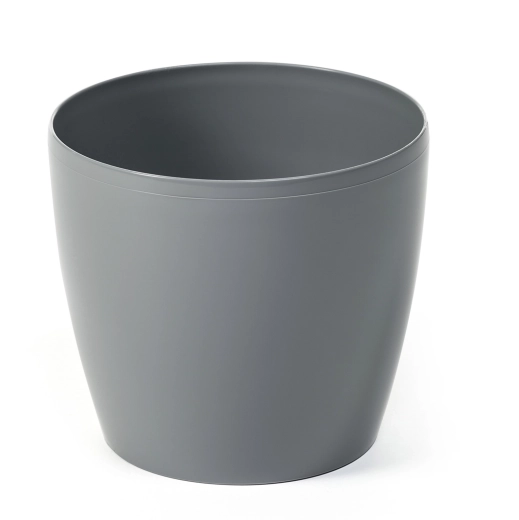 Magnolia flower pot cover 25 cm grey glossy plastic without drainage