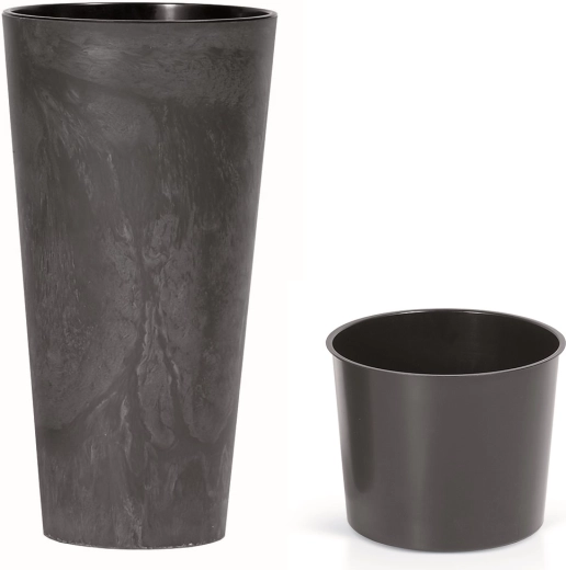 Planter with Insert Tubus Slim Concrete Effect 30 cm anthracite