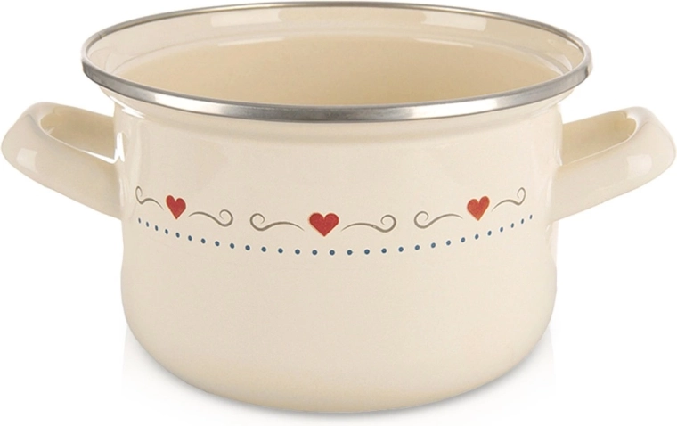 Enamel Pot TONCA 16 cm, 1.4 l – cream