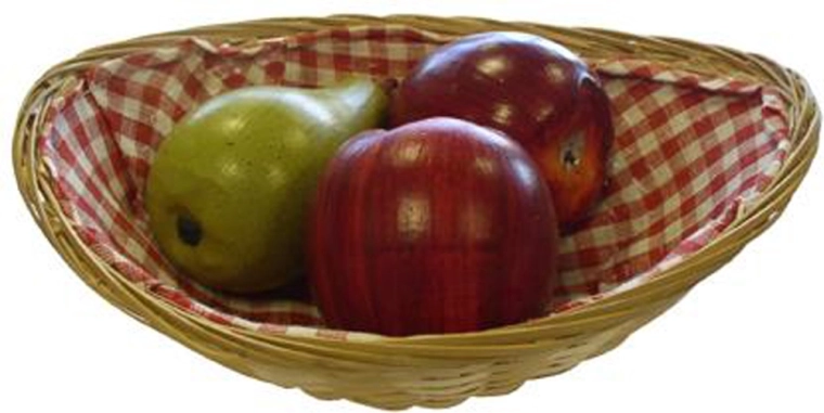 Oval wicker basket with checkered fabric