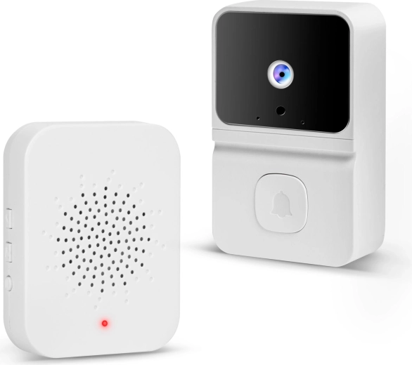 Безжичен Wi‑Fi видеодомофон с акумулатор, HD, бял