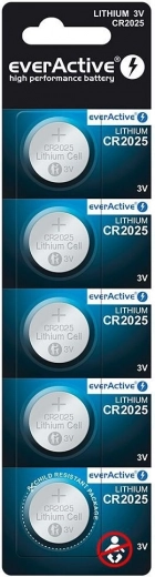 Бутонни батерии EverActive CR2025 3V, 5 бр.