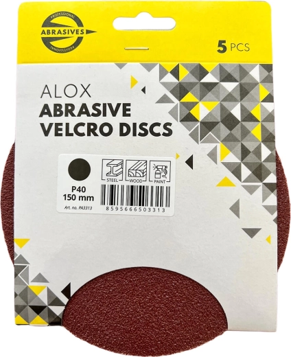 Abrasive disc 150 mm, grit 120, with hook-and-loop (5 pcs)