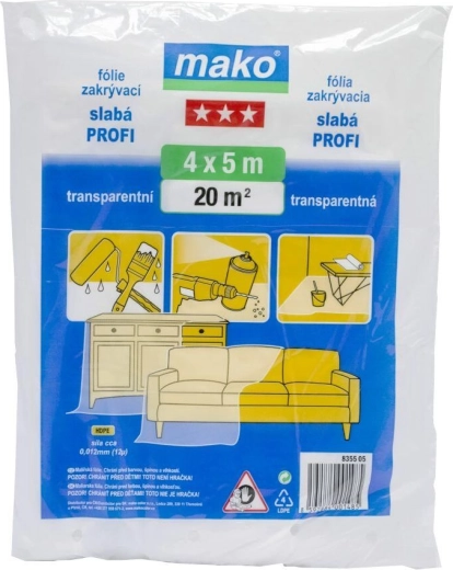 Покривно фолио PROFI 4 × 5 m, 12 µm, прозрачно HDPE