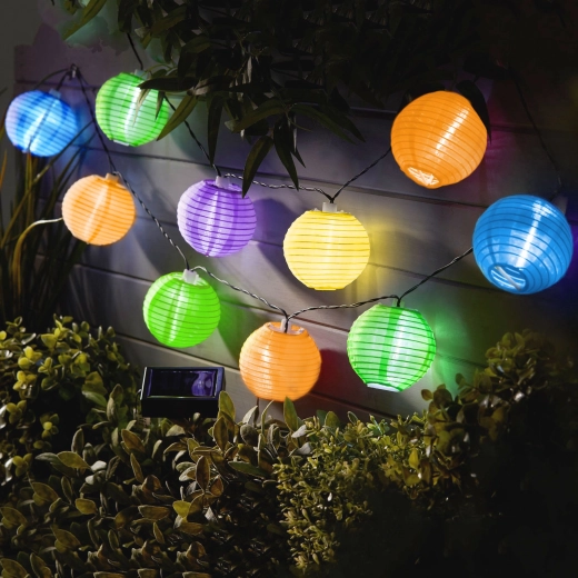 Solar string lights with colorful lanterns and LED lighting, 2.5 m