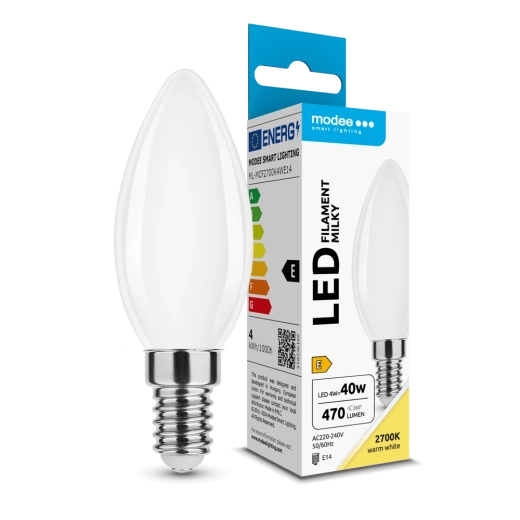 LED Bulb Modee Filament Milky Candle C35 4 W E14, 430 lm, warm white