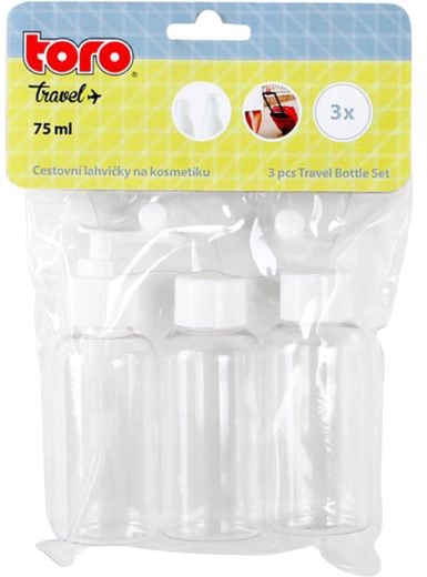 Set of 3 travel cosmetic bottles with pump, clear