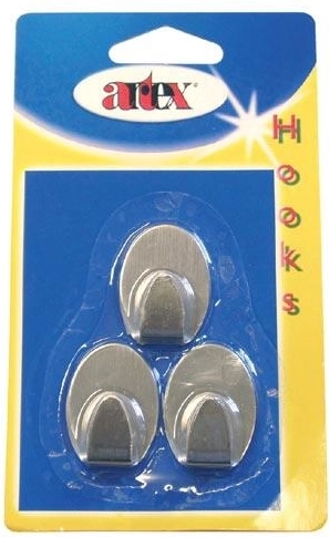 Self-adhesive oval stainless steel hooks, small – 3 pcs