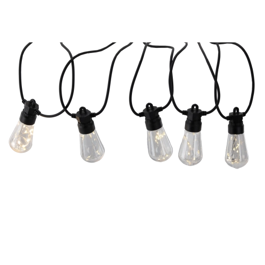 Градинска светеща верига 20 м, 20 LED, топло бяло, IP44, 12 V с държачи