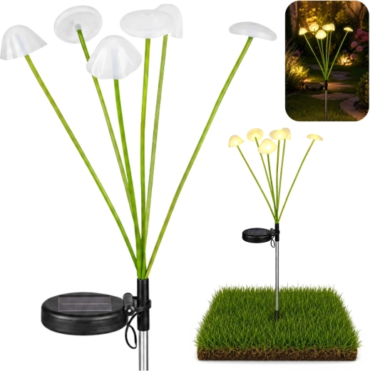 Solar garden decorative mushroom LED lamp with warm light, 70 cm