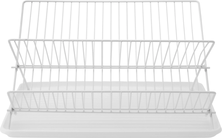 Foldable dish drying rack with drip tray