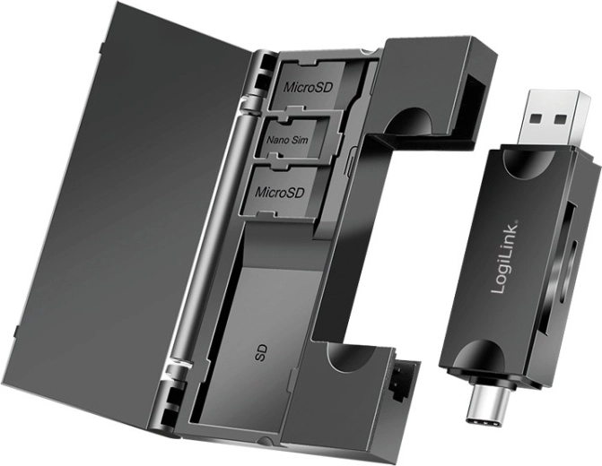 Четец на карти USB 3.2 Gen 1 със слотове за SD и microSD