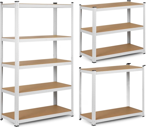 Метален стелаж Humberg 150 × 75 × 30 см, бял, 5 рафта