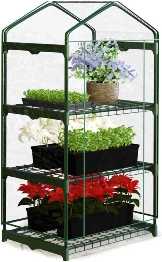 Градинска мини оранжерия с 3 рафта 125 × 69 × 49 см Plonos