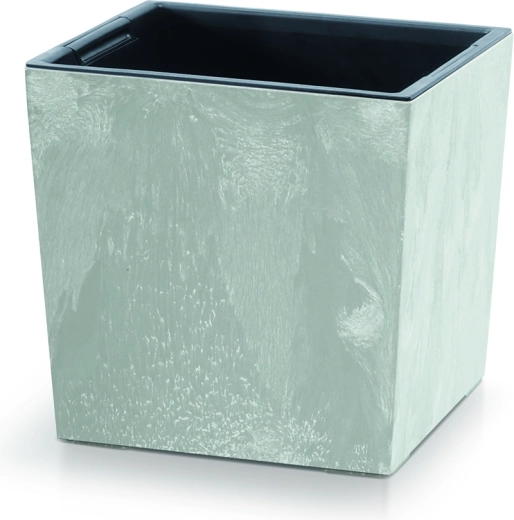 Саксия Urbi Square Low Beton Effect с вложка 30 см – бетонно сива
