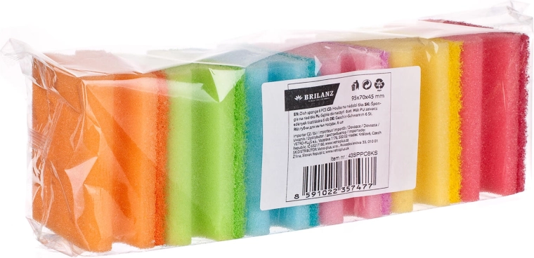 Shaped dishwashing sponges 9.5 × 7 × 4.5 cm, mixed colors (6 pcs) BRILANZ