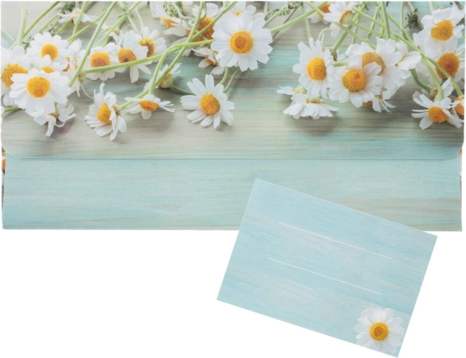 Paper envelope with chamomile motif and enclosed card