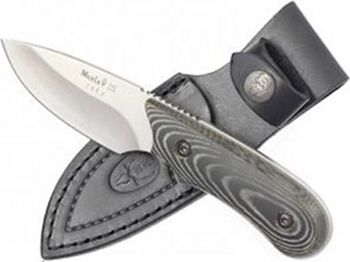 Muela Ibex 8M малък ловен нож 8 см, черно-сив Micarta, кожена кания