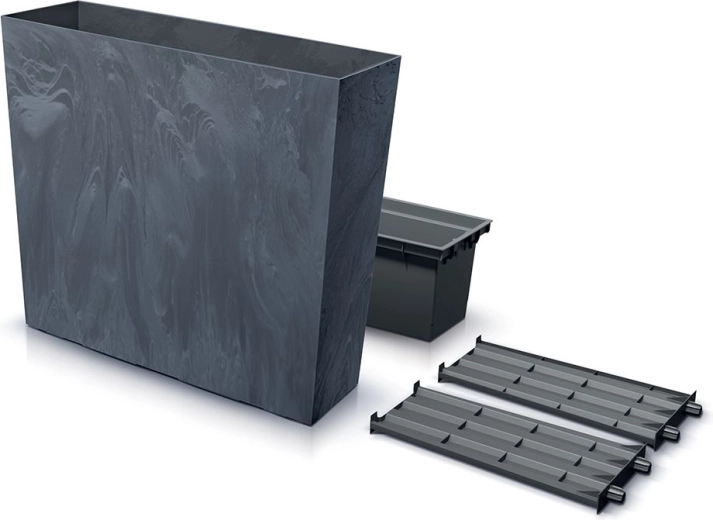 Tall planter with insert URBI CASE Concrete Effect T 77 cm anthracite