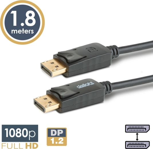 DisplayPort to DisplayPort 1.2 Cable, 1.8 m, Black