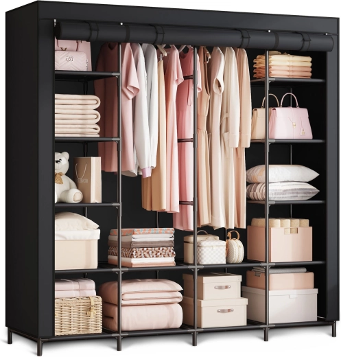Massido textile wardrobe, black, 170 × 45 × 170 cm