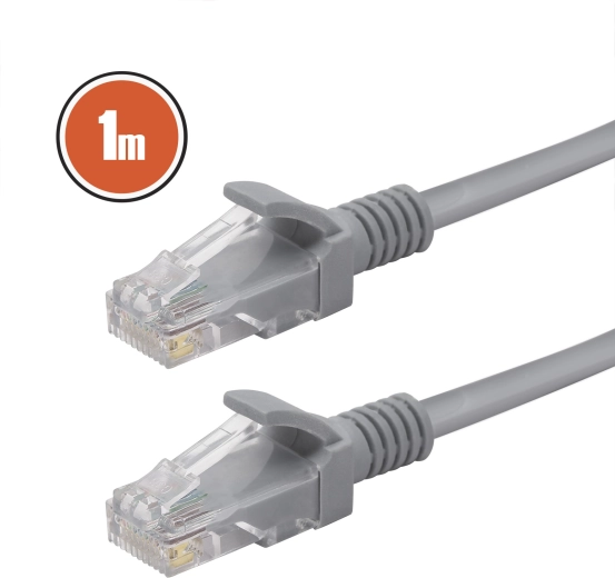 Мрежов UTP пач кабел CAT5e 1 м, сив
