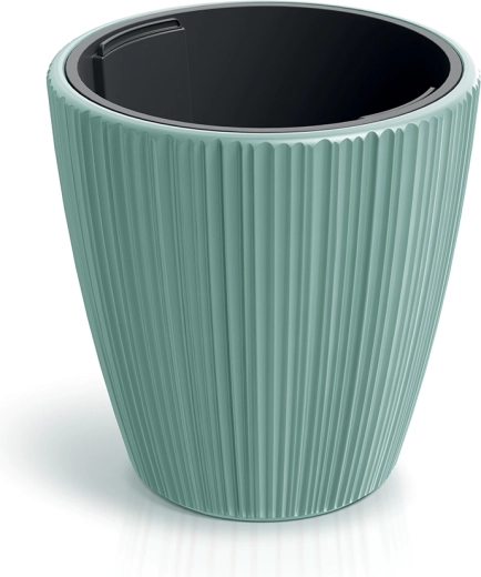 ORO planter with inner insert 19.9 cm, sage