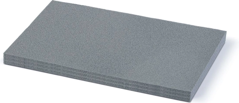 Three-layer foam insert for case 47.5 × 28.5 × 3 cm, gray