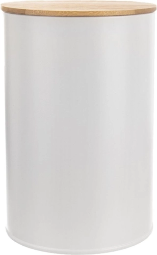 White metal food storage tin with bamboo lid Whiteline 800 ml