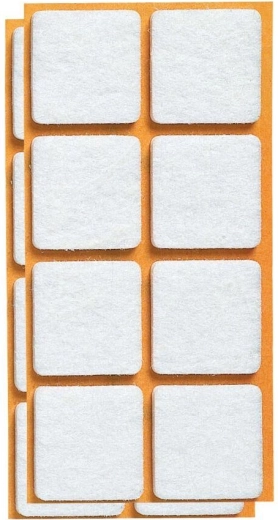 Felt self-adhesive furniture pads 25 × 25 mm, white (16 pcs)