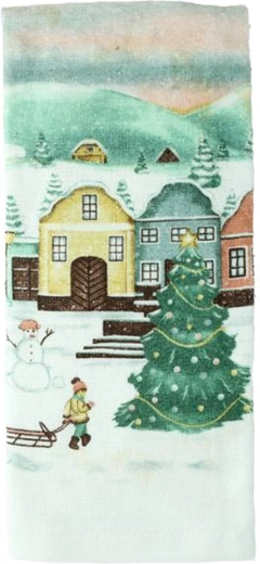 Village Motif Kitchen Towel 38 × 63 cm