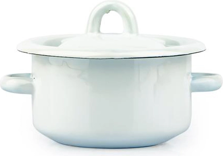 Enamel pot with lid 0.4 l, white