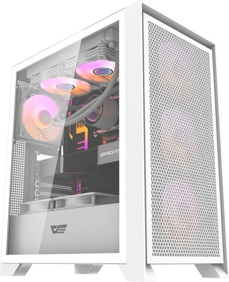Компютърна кутия Darkflash DRX70 Mesh, бяла, закалено стъкло, 4× RGB вентилатора