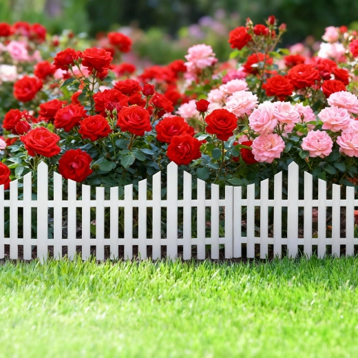 White Plastic Garden Fence for Flower Beds