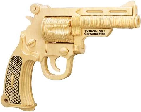 Woodcraft дървен 3D пъзел пистолет S&W, 106 части