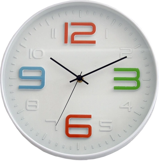 Wall clock 30 cm with 3D dial and colorful numbers
