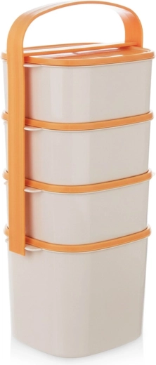 Пластова многоетажна кутия за храна (менажка) с 4 нива, 2 l + 3× 1,15 l